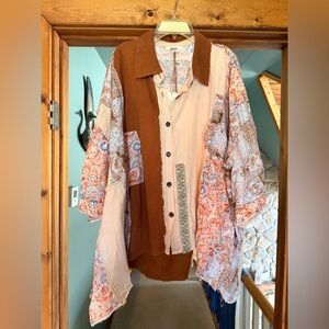 Patchwork Button-Up Shirt by Blue Velvet